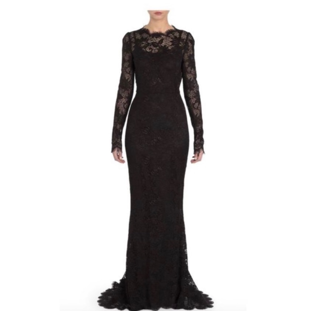 Dolce and Gabbana Full Length Black Lace Dress